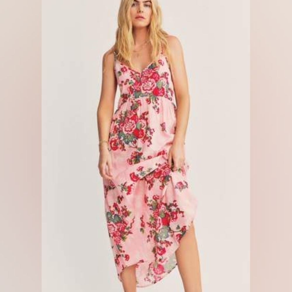 LoveShackFancy Pink Floral Maxi Dress